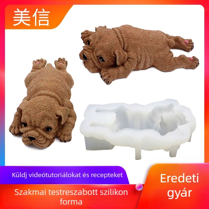 Silikon sütőforma Shar Pei kutyához – mousse tortához, fagylalthoz és pudinghoz; szabálytalan alak; anyag: szilikon; állati jacquard stílus; sütőforma