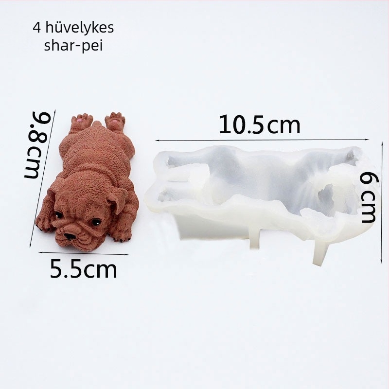 Silikon sütőforma Shar Pei kutyához – mousse tortához, fagylalthoz és pudinghoz; szabálytalan alak; anyag: szilikon; állati jacquard stílus; sütőforma
