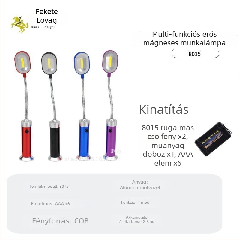 Vészhelyzeti munkalámpa 9-LED COB, kézi meghajtás, mágneses alap, alumíniumötvözet burkolat