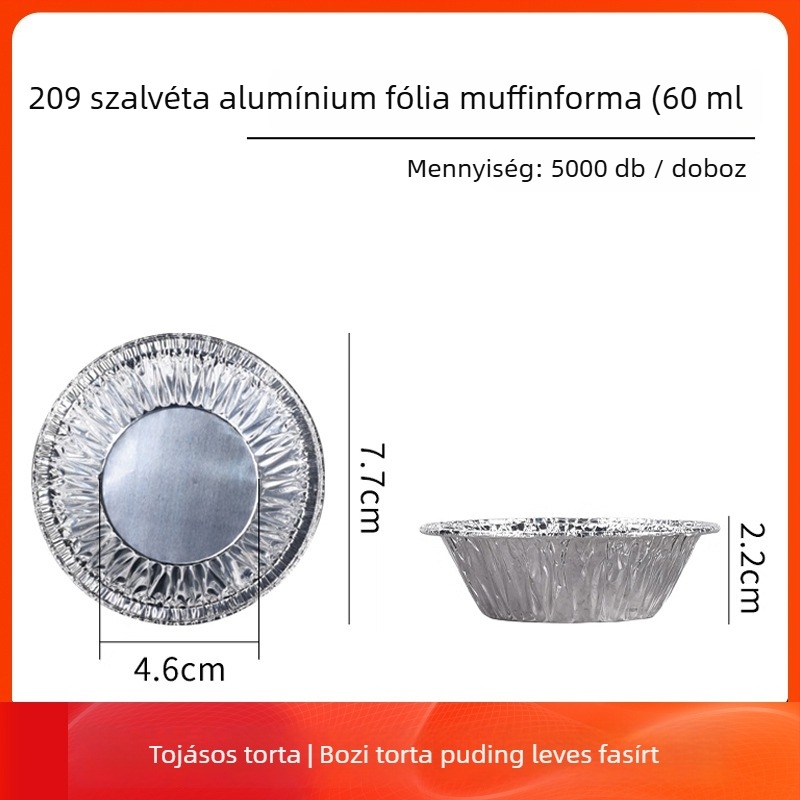 Egyszer használatos alumínium tojás-torta poharak és sütőformák | Kapacitás 10-100 ml | Magas hőmérséklet-tűrés