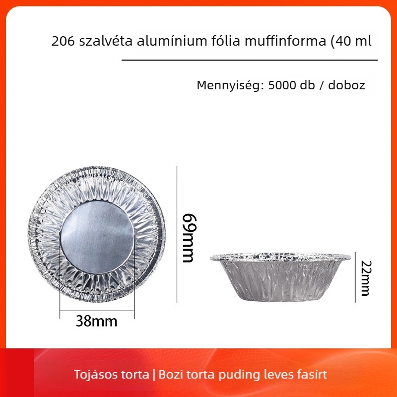 Egyszer használatos alumínium tojás-torta poharak és sütőformák | Kapacitás 10-100 ml | Magas hőmérséklet-tűrés