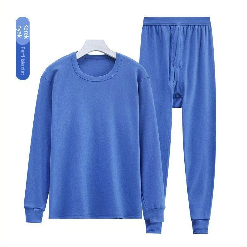 Férfi 100% pamut termoszett, két darabos, magas derék, közepes meleg, közepes vastagság