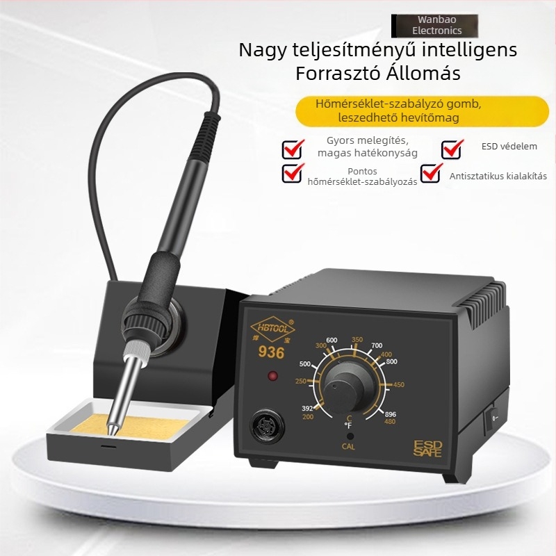 HB936 Forrasztóállomás állítható hőmérséklettel, 220V, elektromos fűtés, gumírozott fogantyú