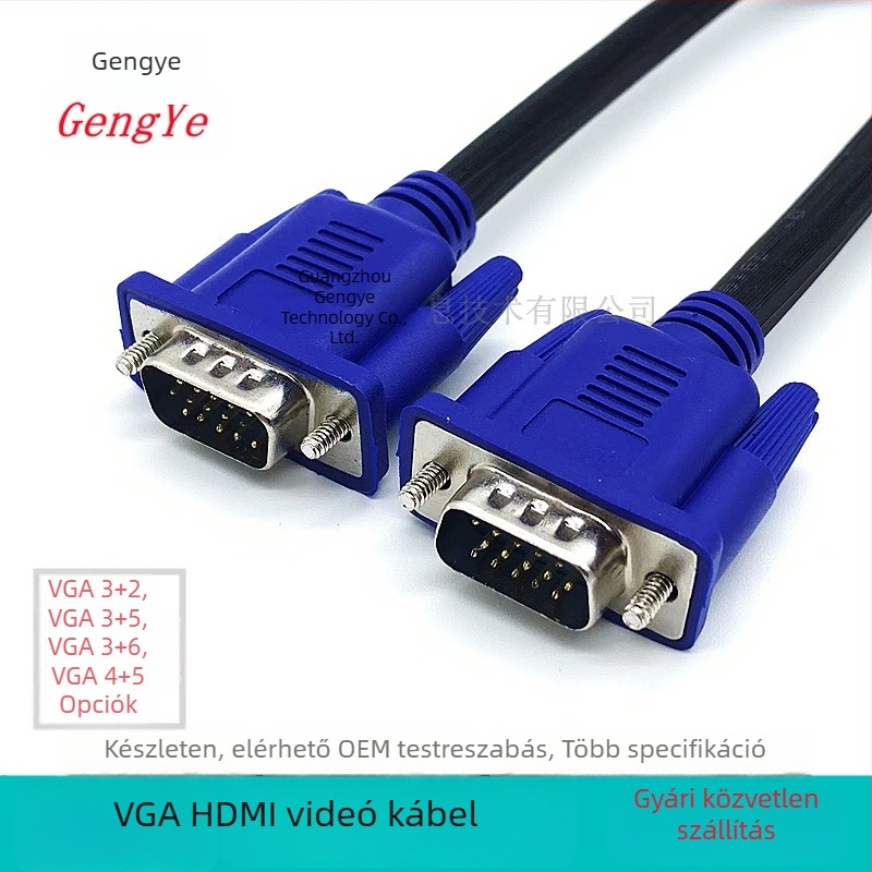 Monitor VGA-kábel, VGA csatlakozó, ötvözetes vezeték, kézi forrasztás