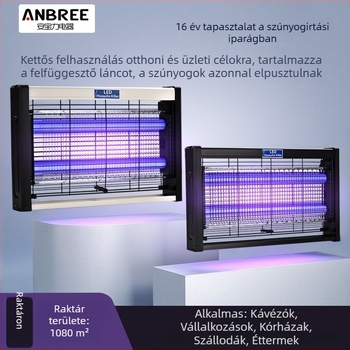 Lila fényű elektromos szúnyogirtó lámpa éttermek és szállodák számára, magasfeszültségű, biztonságos és csendes, beltéri kereskedelmi helyiségekhez.