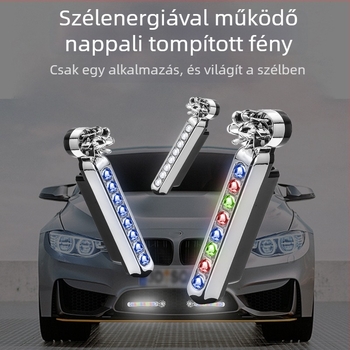 Curdy Szél Nappali Világítás — LED nappali világítás autókhoz, szélenergia által működtetve, vezeték nélküli, középső rácsos lámpa