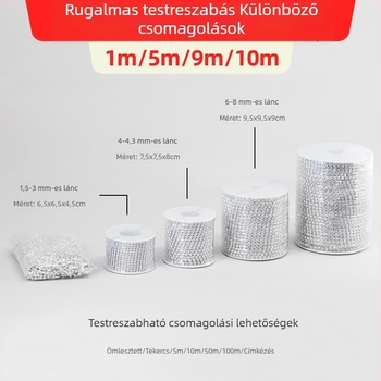10 m-es DIY Rhinestone Claw Chain ruházati ékszerekhez — kézzel varrott kristályüveg lánc kiegészítő