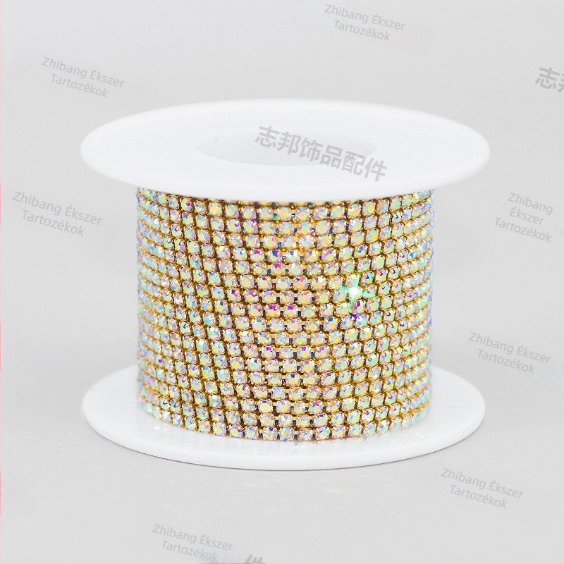 10 m-es DIY Rhinestone Claw Chain ruházati ékszerekhez — kézzel varrott kristályüveg lánc kiegészítő