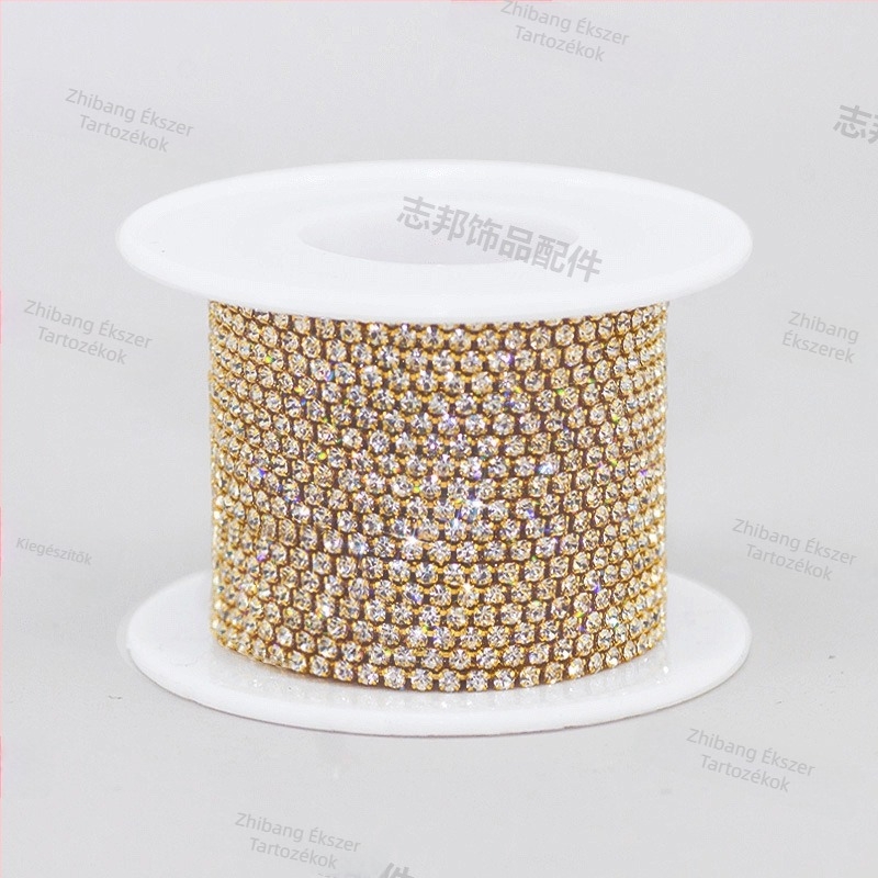 10 m-es DIY Rhinestone Claw Chain ruházati ékszerekhez — kézzel varrott kristályüveg lánc kiegészítő