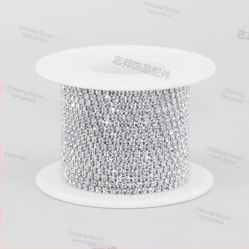 10 m-es DIY Rhinestone Claw Chain ruházati ékszerekhez — kézzel varrott kristályüveg lánc kiegészítő