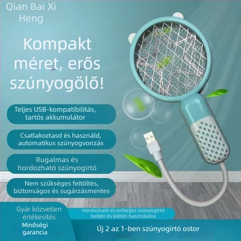 Elektromos szúnyogcsapó LED fénnyel, USB tápegység, 41-60㎡ lefedettség, Ni-Zn-Fe háló
