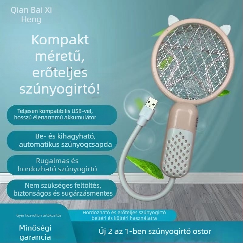 Elektromos szúnyogcsapó LED fénnyel, USB tápegység, 41-60㎡ lefedettség, Ni-Zn-Fe háló