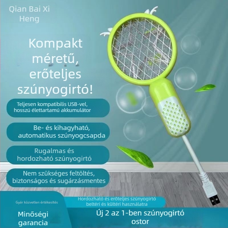 Elektromos szúnyogcsapó LED fénnyel, USB tápegység, 41-60㎡ lefedettség, Ni-Zn-Fe háló