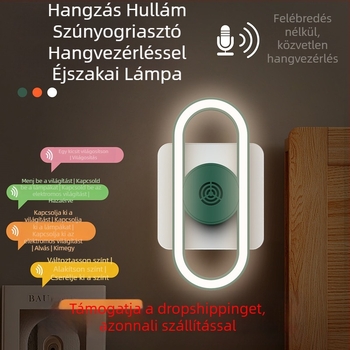 Intelligens hangvezérléses ultrahangos szúnyogriasztó éjszakai lámpa – hálózati táplálás, 10 m² lefedettség, LED, ABS ház, akkumulátor nélkül