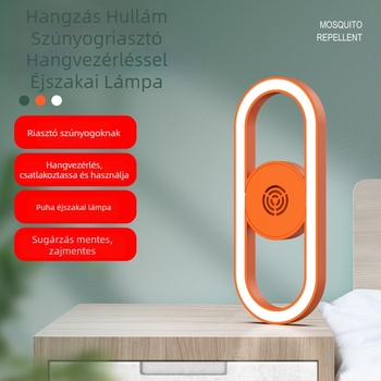 Intelligens hangvezérléses ultrahangos szúnyogriasztó éjszakai lámpa – hálózati táplálás, 10 m² lefedettség, LED, ABS ház, akkumulátor nélkül