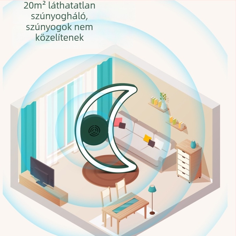 Intelligens hangvezérléses ultrahangos szúnyogriasztó éjszakai lámpa – hálózati táplálás, 10 m² lefedettség, LED, ABS ház, akkumulátor nélkül
