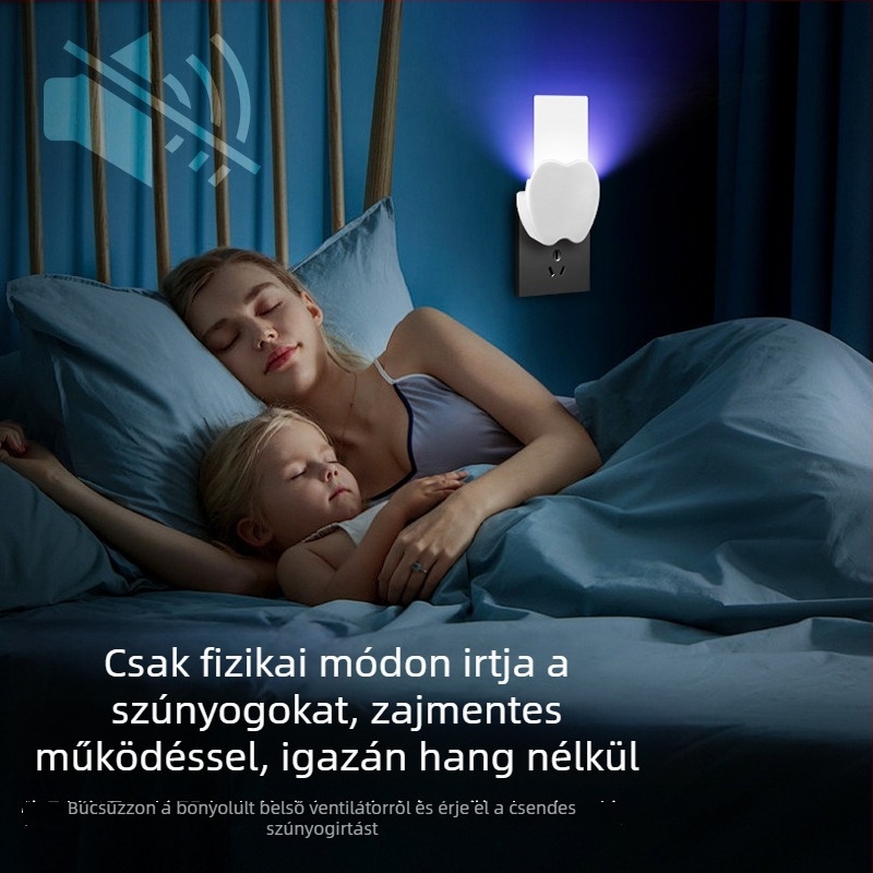Új otthoni szúnyogirtó lámpa, dugaszolható rovarfogó lámpa beltéri használatra, lilás fény