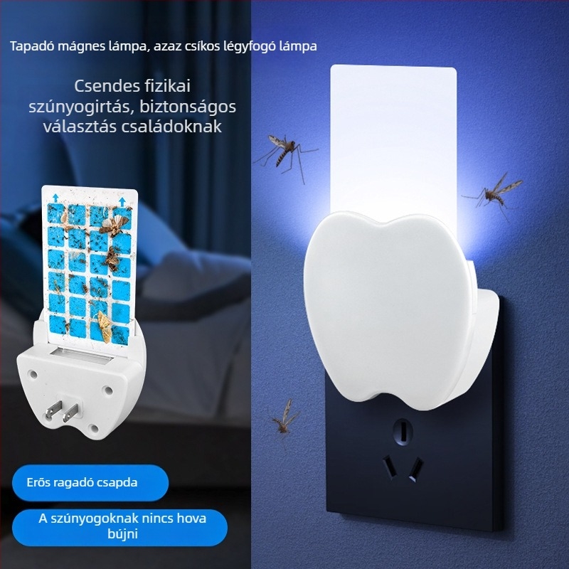 Új otthoni szúnyogirtó lámpa, dugaszolható rovarfogó lámpa beltéri használatra, lilás fény