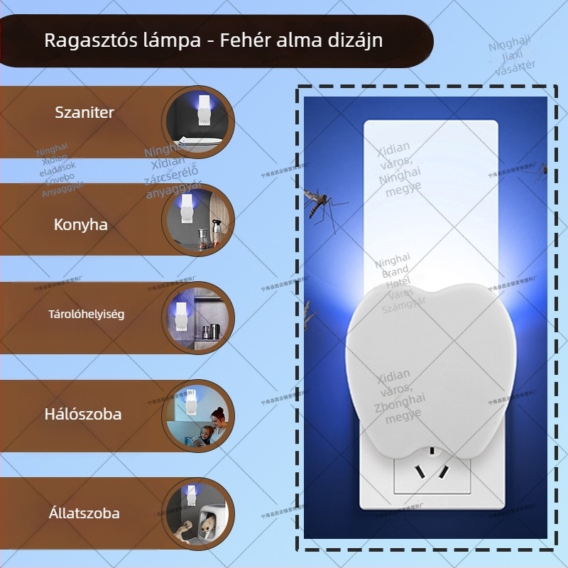 Új otthoni szúnyogirtó lámpa, dugaszolható rovarfogó lámpa beltéri használatra, lilás fény