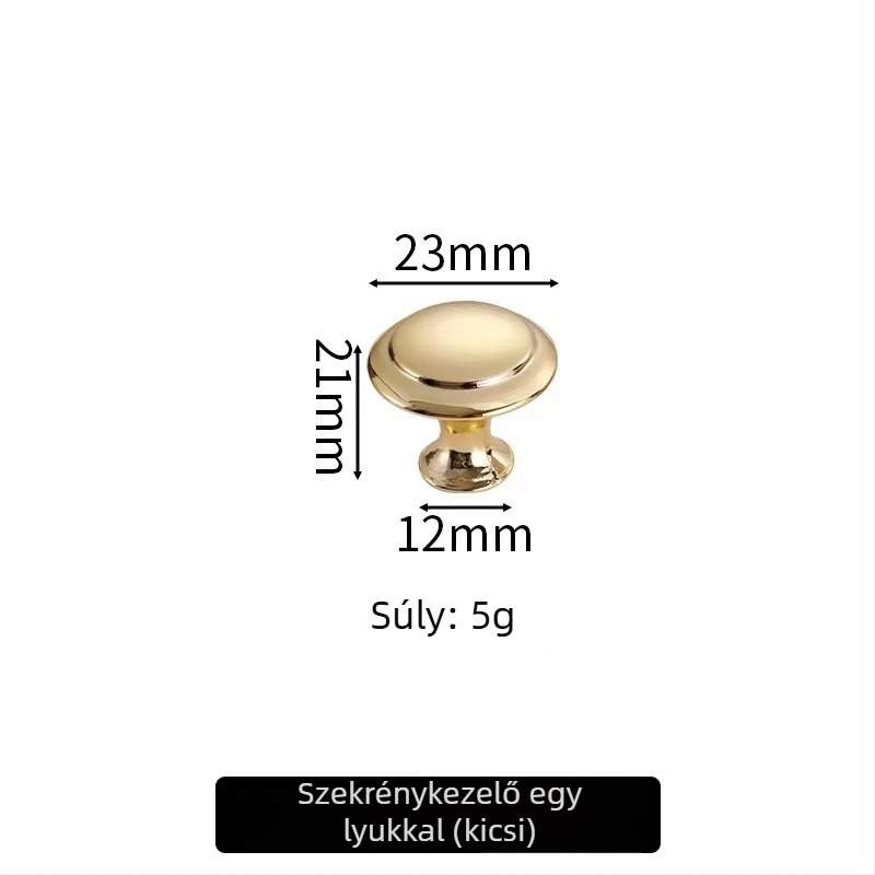 Szekrény- és fiókfogantyú, gombfej alakú, cink ötvözetből, felület: rozsdamentes acél bevonattal, modell: egylyukú, modern minimalist stílus