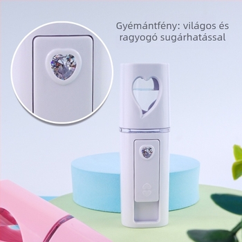 Kézben tartott hidratáló permetező készülék – hideg permet, nano köd, beépített 300–500 mAh akkumulátor, permetezési idő max. 10 s, 1. fokozat