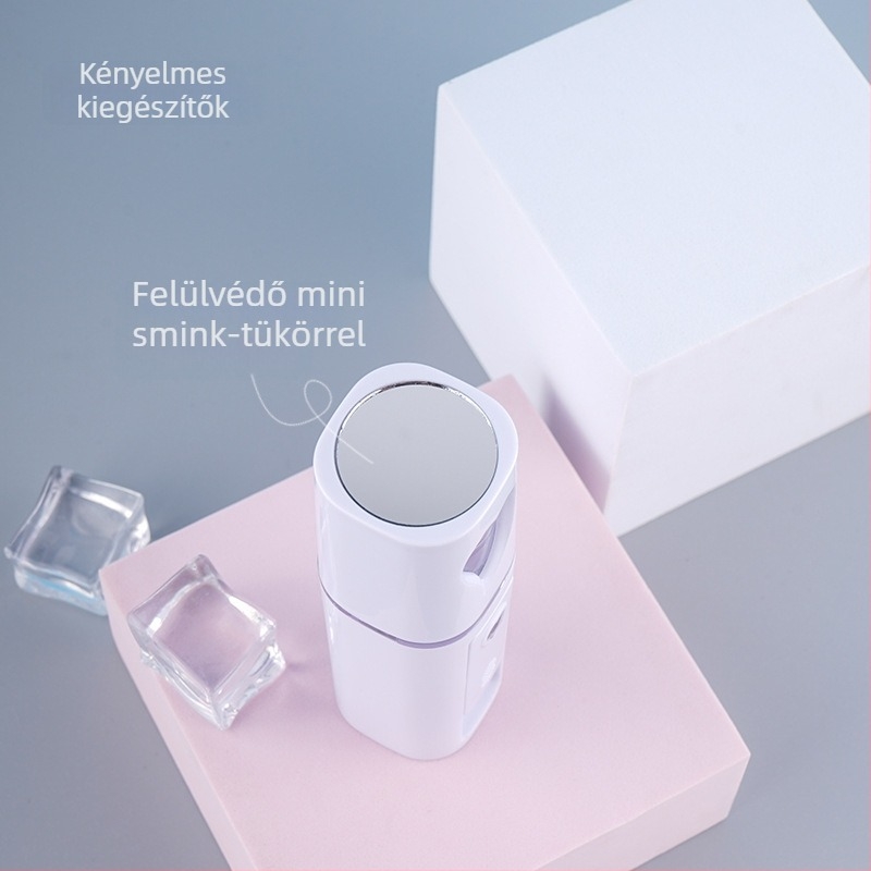 Kézben tartott hidratáló permetező készülék – hideg permet, nano köd, beépített 300–500 mAh akkumulátor, permetezési idő max. 10 s, 1. fokozat