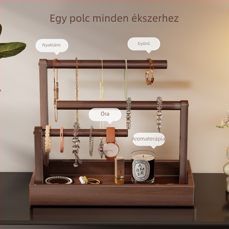 Fából készült ékszerállvány, négyszintes karkötő kiállítás, kifinomult stílus, márka Evesigar/isijia