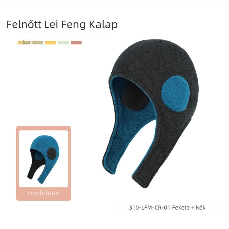 Sportos fülvédős sapka, kettős fleece belsővel, kültéri síeléshez, poliészter anyag, uniszex felnőttek