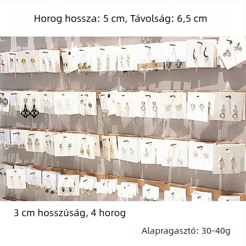 Fából készült falra szerelhető kiállítóállvány ékszerekhez és kiegészítőkhöz, fülbevalók és kisebb tárgyak számára