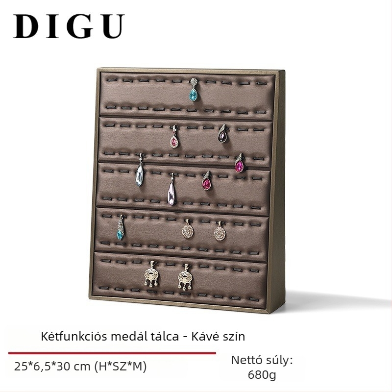 Digu ékszeres állvány, függőleges kivitel, PU bőrből, egy réteg, luxus dizájn