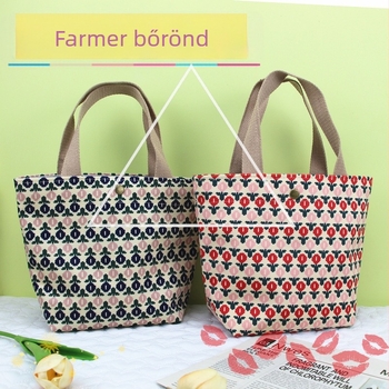 Corduroy vintage kézitáska ebédhez nőknek — horizontális négyszögletes forma, mágneszáras zárás, pamut bélés, városi stílus