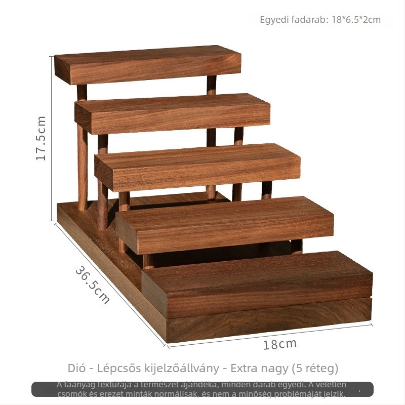 Diófából készült ékszerkijelző állvány többemeletes fa létrával fülbevalókhoz, nyakláncokhoz és karkötőkhöz — Termékkód AP3EABZX