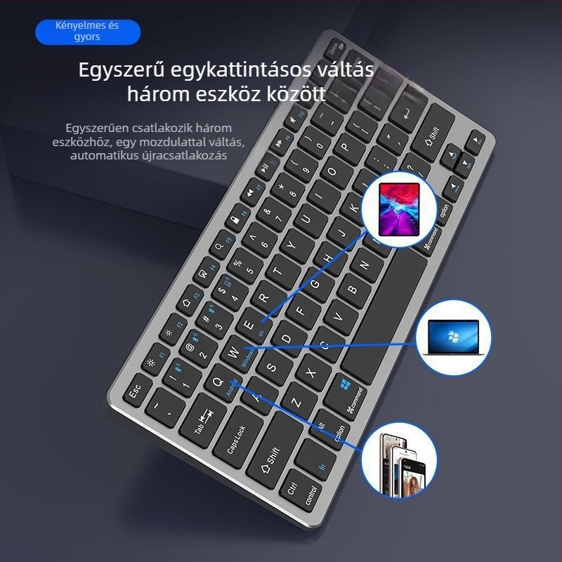 Vezeték nélküli Bluetooth billentyűzet és egér készlet, újratölthető, csendes irodai használatra, notebookhoz és tablethez, USB/2.4G/Bluetooth kapcsolattal