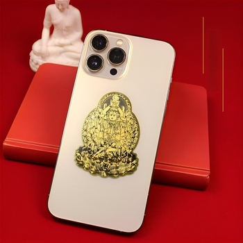 Telefon- és tablettamatricák Boldog Buddha témával, tizenkettő zodiákus jegy és nyolc védőisten; fém, UV nyomtatás, új kínai stílus