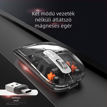 Vezeték nélküli Bluetooth egér kettős üzemmóddal USB-C töltéssel, 2.4G + Bluetooth, 5 gomb, 400mAh akku, DPI 800–1600