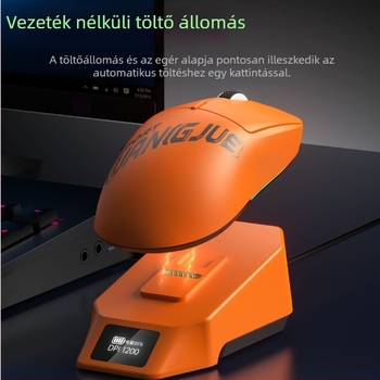 Játék egér vezeték nélküli töltő dokkolóval, RGB makro programozás, X1 Predator modell, 1200 dpi, 6 DPI szint, 5 gomb, 1,8 m hatótáv