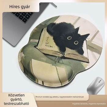 Gumi anyagú kéztámasz irodai billentyűzethez – rajzfilm stílus, egylapos, kézzel készített, testreszabható