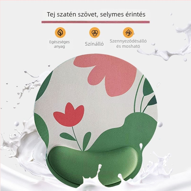 Gumi anyagú kéztámasz irodai billentyűzethez – rajzfilm stílus, egylapos, kézzel készített, testreszabható