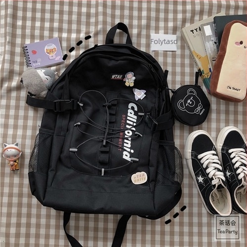 Koreai utcai stílusú hátizsák Hongkong-stílus hatással, Harajuku Ulzzang inspirációval, uniszex városi iskolai hátizsák 14 colos laptophoz, kapacitás 56–75 L