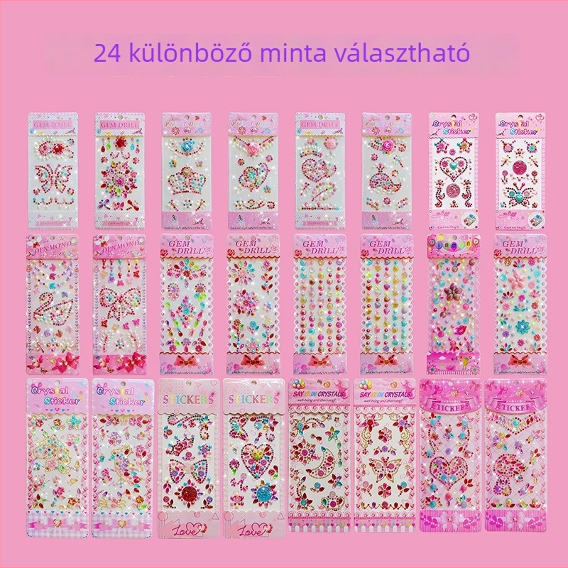 Gyerek DIY készlet: 24 darab akril 3D kristály matrica, kézműves