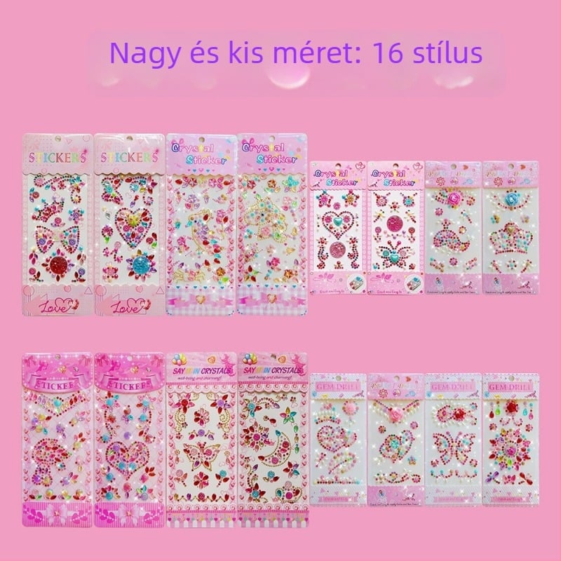 Gyerek DIY készlet: 24 darab akril 3D kristály matrica, kézműves