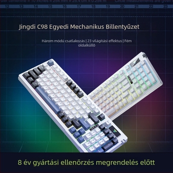Jingdi G98 Mechanikus billentyűzet - Vezeték nélküli Bluetooth három móddal, hot-swappable, RGB háttérvilágítás PC-hez
