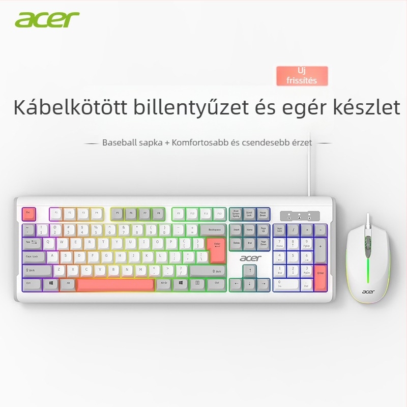 Billentyűzet és egér készlet numerikus billentyzettel, USB-kapcsolat, irodai használatra