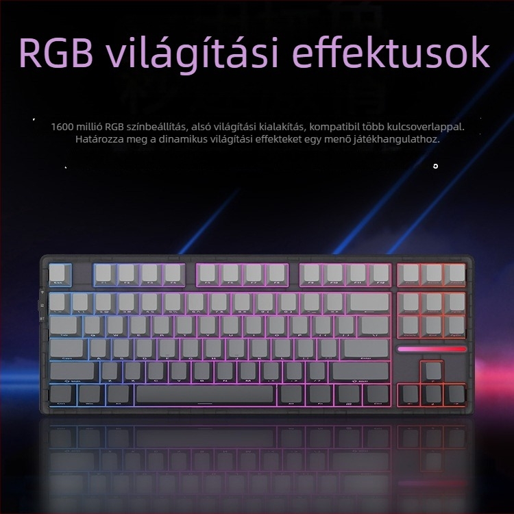 Numerikus billentyűzet három módban, gasket szerkezet, hot-swappable kapcsolók, RGB világítás, mechanikus