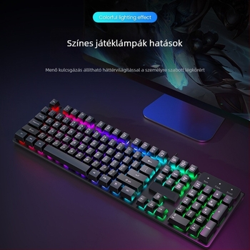 Vezetékes billentyűzet és egér készlet, mechanikus érzet, háttérvilágítás, halk működés, asztali számítógéphez és laptophoz – iroda és gaming Esports