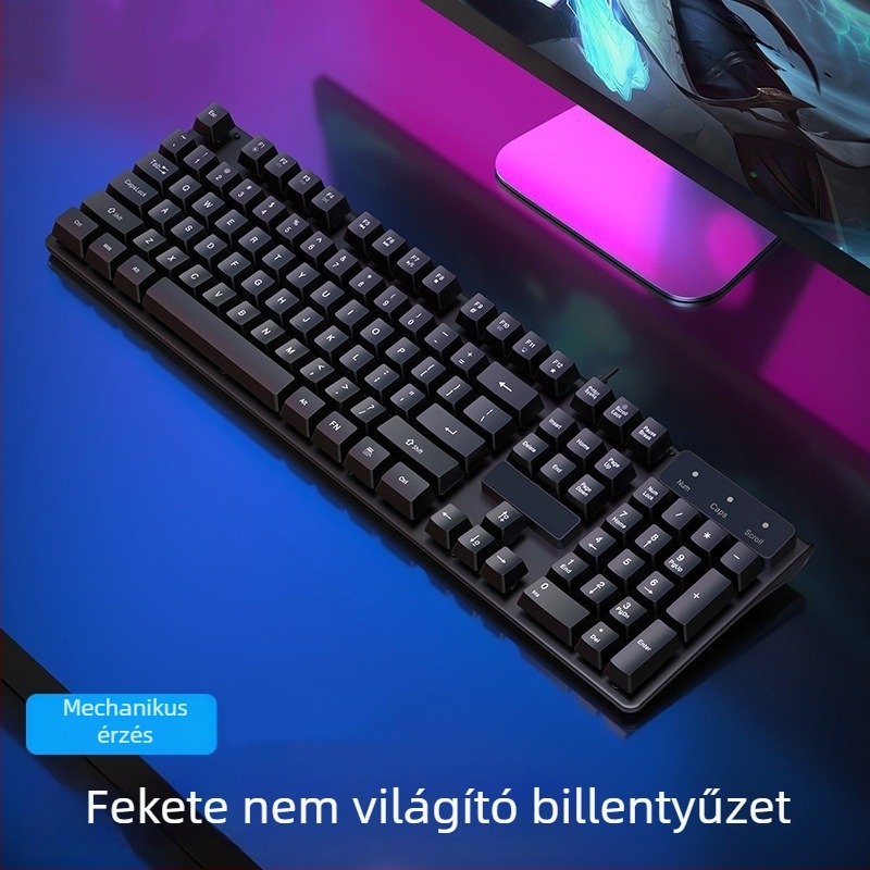 Vezetékes billentyűzet és egér készlet, mechanikus érzet, háttérvilágítás, halk működés, asztali számítógéphez és laptophoz – iroda és gaming Esports