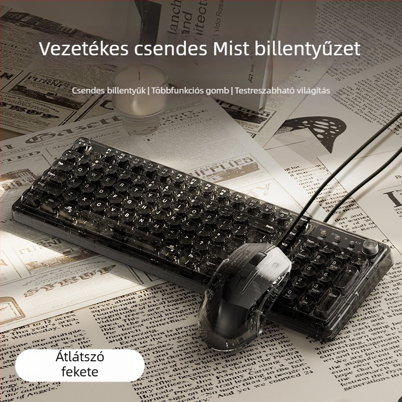 Billentyűzet és egér készlet numerikus billentyzettel, hárommódú csatlakozás, háttérvilágítás nélkül