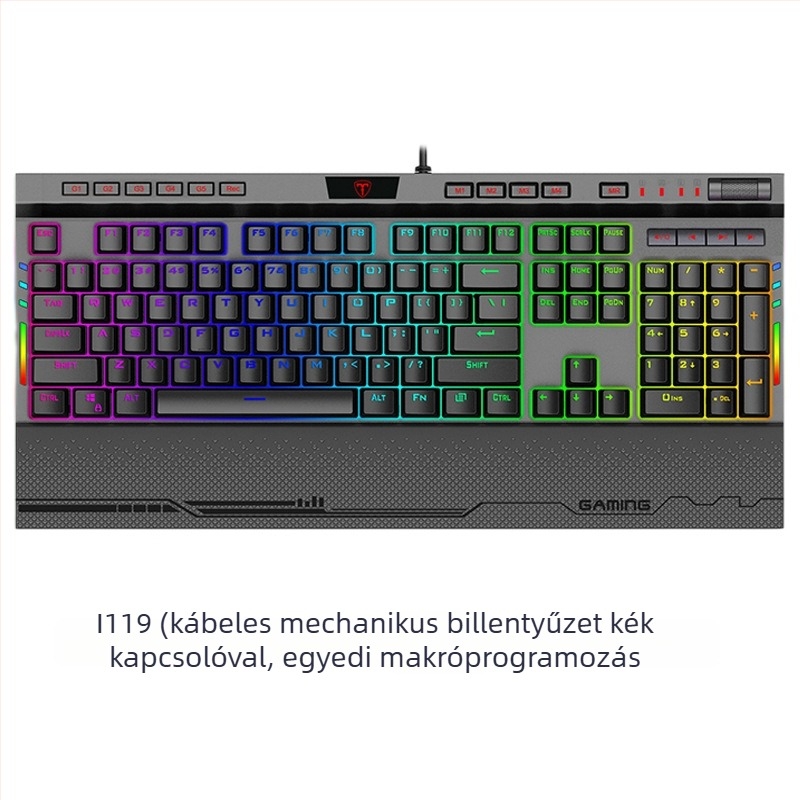 ET I119 játékbillentyűzet, 104 gomb, vezetékes, mechanikus kapcsolók, fém test, vízálló