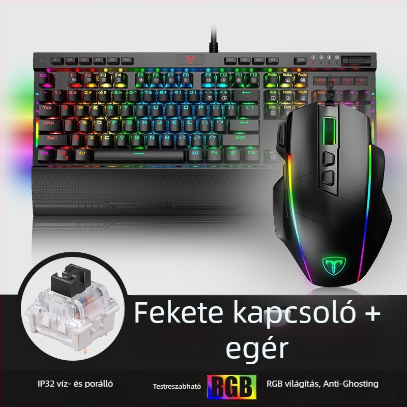 ET I119 játékbillentyűzet, 104 gomb, vezetékes, mechanikus kapcsolók, fém test, vízálló