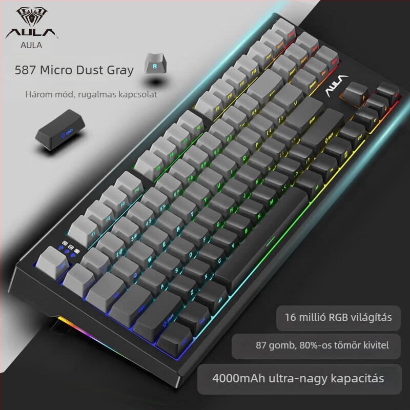 Mechanikus billentyűzet három üzemmóddal (Bluetooth/2.4G USB), hot-swappable kapcsolók, RGB háttérvilágítás, PBT billentyűk